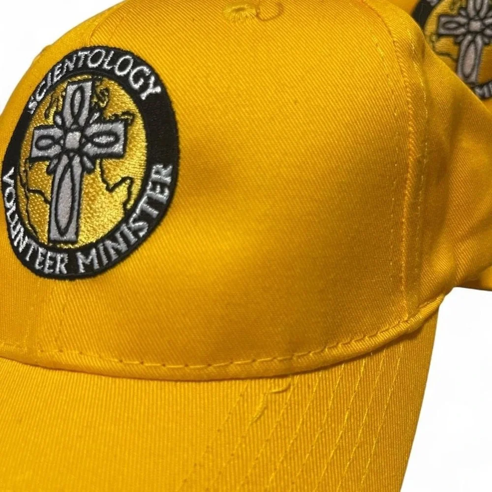 Yellow Scientology volunteer minister baseball caps